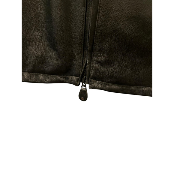 Harley Davidson Motorcycle Black Leather Riding Jacket Size XL Zip Armor Biker - Picture 4 of 11